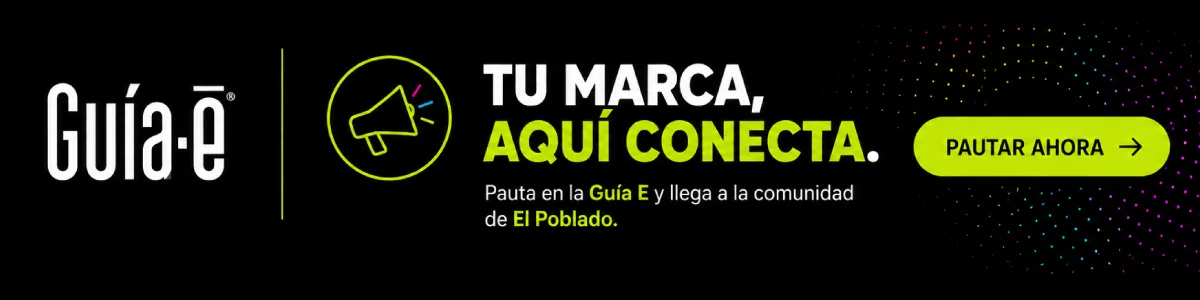 Banner publicitario de la Guía E que invita a pautar marcas y negocios para llegar a la comunidad de la Comuna 14 de El Poblado.