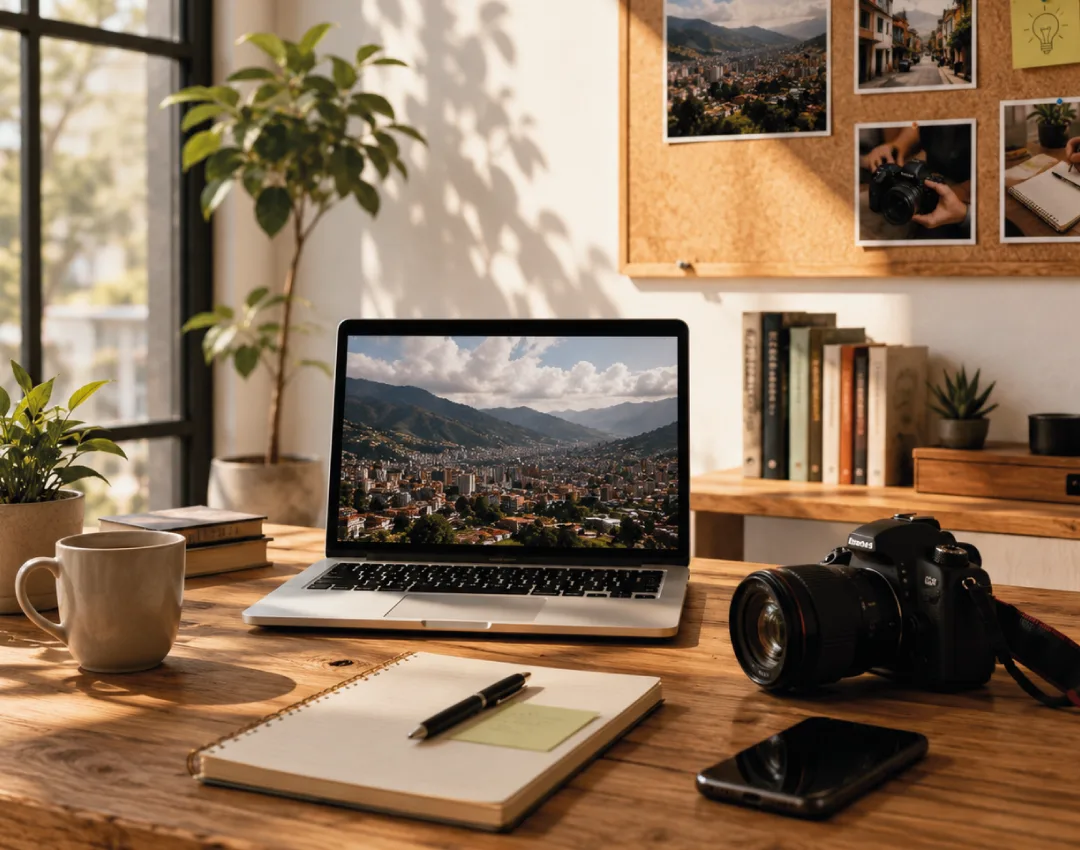 Espacio de trabajo de la Corporación Historias No Contadas dedicado a la comunicación comunitaria y el desarrollo de proyectos sociales en Medellín.